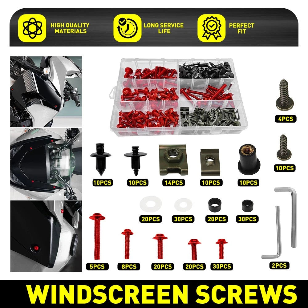 253pcs Aluminum Fairing Bolts Kit M5 M6 for Yamaha YZF R1 R6 (1998–2021)
