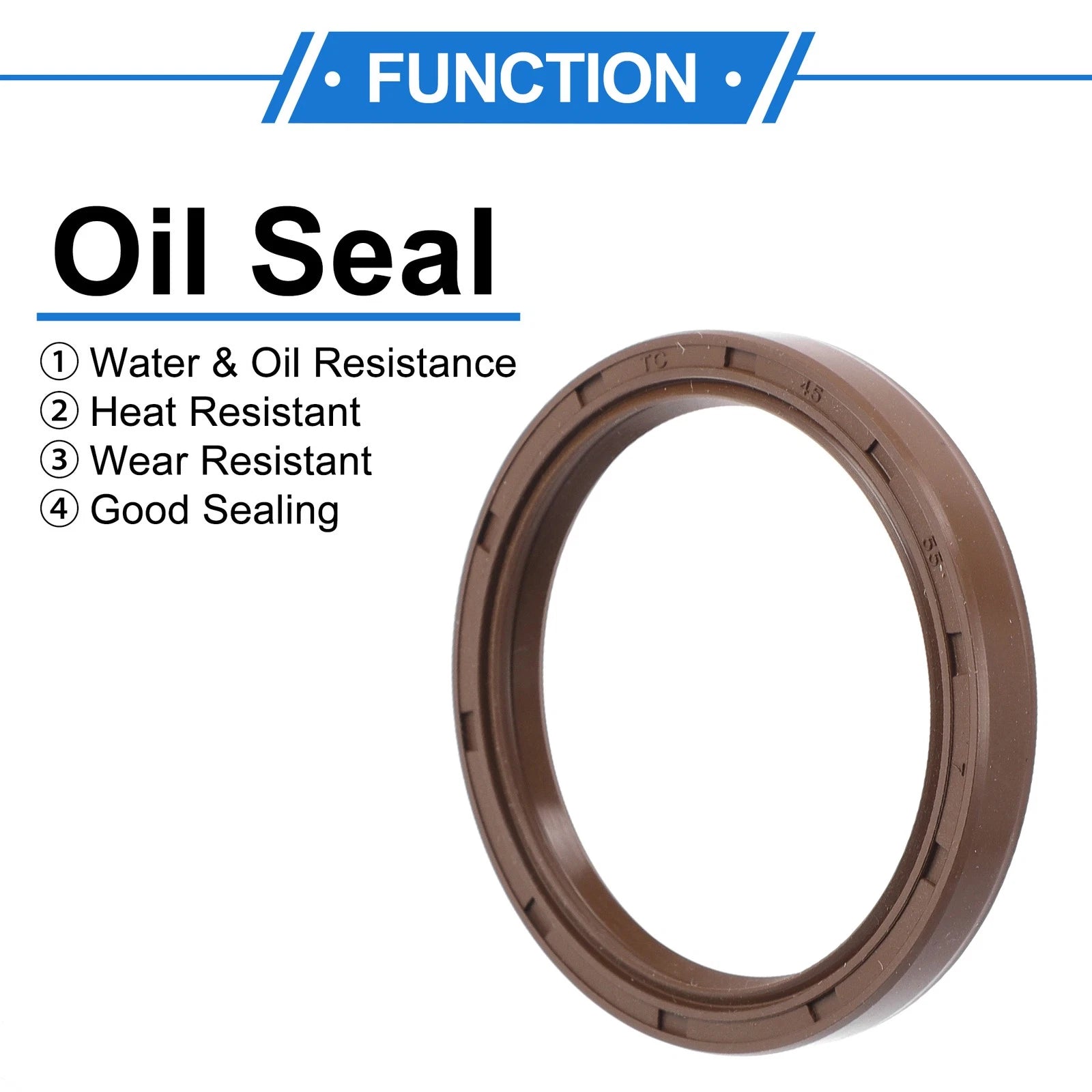 2X Oil Seal Rotary Shaft Seal FKM Rubber 45x55x7mm for Various Models