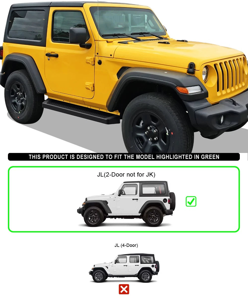 Running Boards for Jeep Wrangler JL 2Dr (2018-2026) - Black