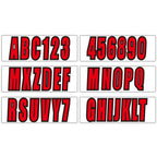 Boat Registration Stickers A-Z Red Letters & 0-9 Numbers Decals