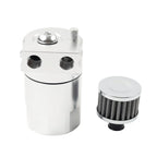 300ml Silver Baffled Engine Oil Catch Can Tank w/ Breather Filter for Universal