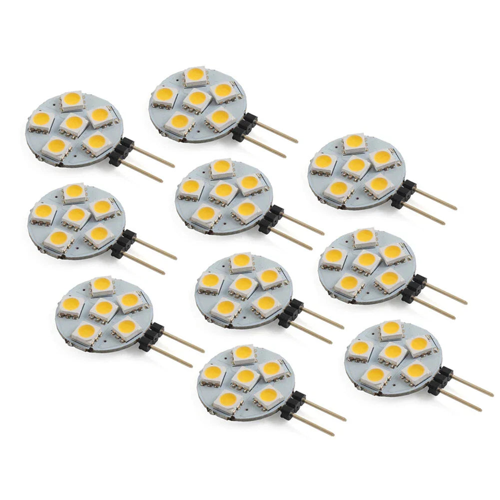 10 x DC12V G4 5050 SMD 6 LED Bulbs Warm White for Car