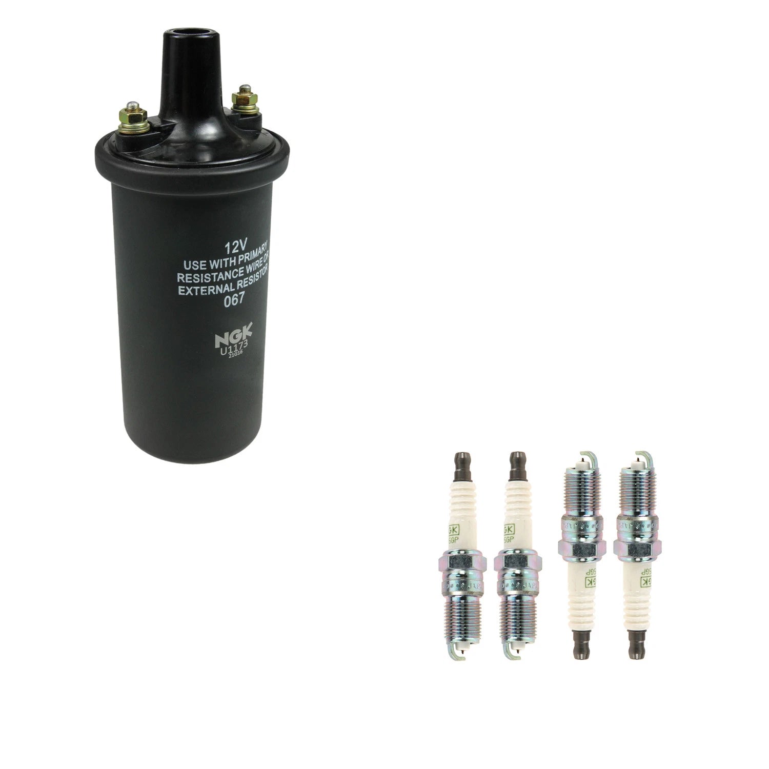 Set of 4 NGK Ignition Coils & Platinum Spark Plugs for Mustang II Pinto (1974–1980)