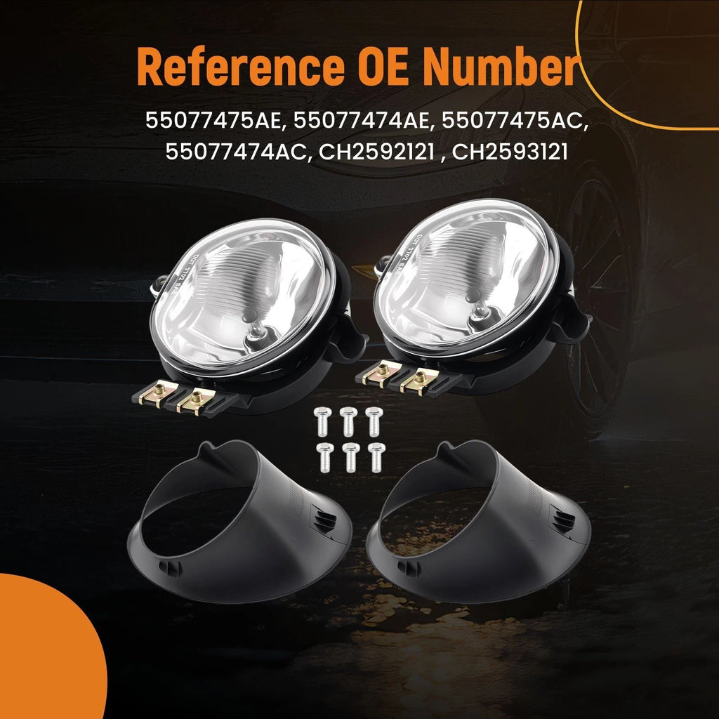 Fog Light Set of 2 for Dodge Durango (2004–2006) Ram 1500 (2002–2008) CH2592121 Halogen