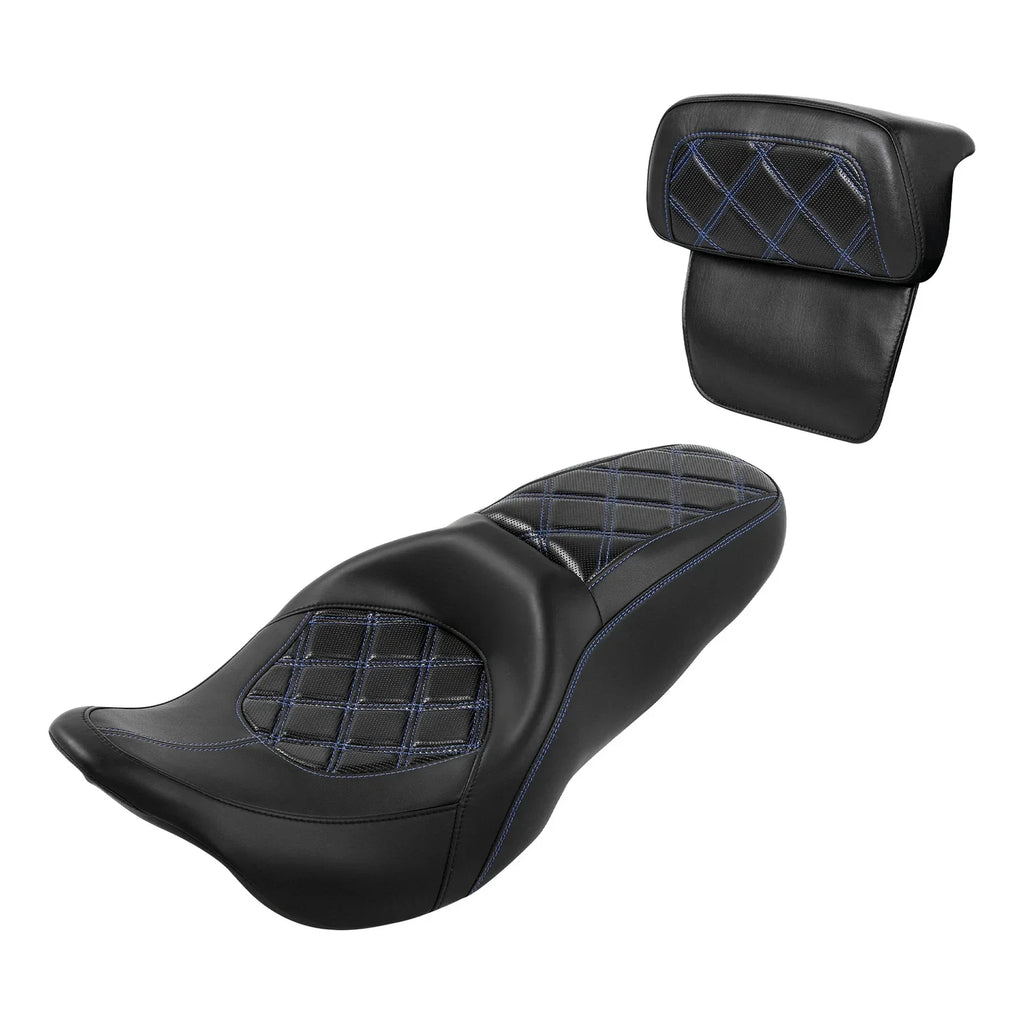 Two-Up Driver Passenger Seat w/ Backrest Pad for Harley Road Glide (2014-2023)
