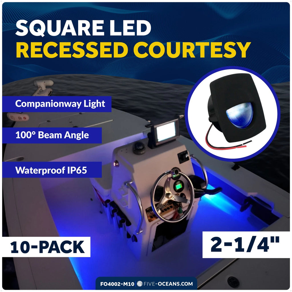 10X LED Companion Way Light for Marine Courtesy (Square, Blue)