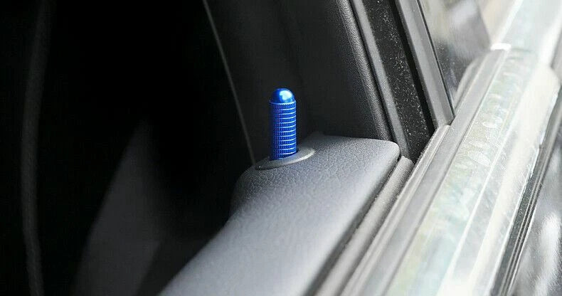4x Blue Aluminum Interior Door Lock Knobs Cover for Mercedes CLA 200/250 (2019-2025)