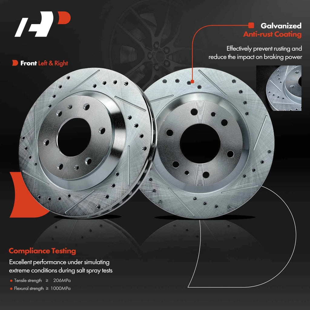 Front Drilled Brake Rotors & Ceramic Pads for GMC Envoy (2002-2009)