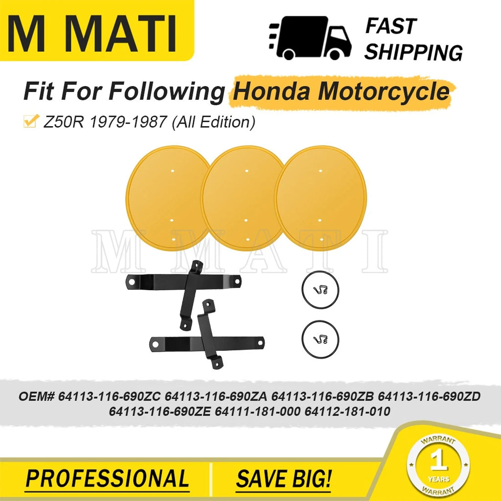 Number Plate Kit for Honda Z50 Z50R (1979–1987) - 3 Plates, Brackets, Clips