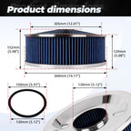14" Blue Round Deep Dish Air Cleaner Kit for Universal Vehicles (Fits Most)