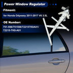 Power Window Regulator with Motor for Honda Odyssey (2011–2017) No. 751-598