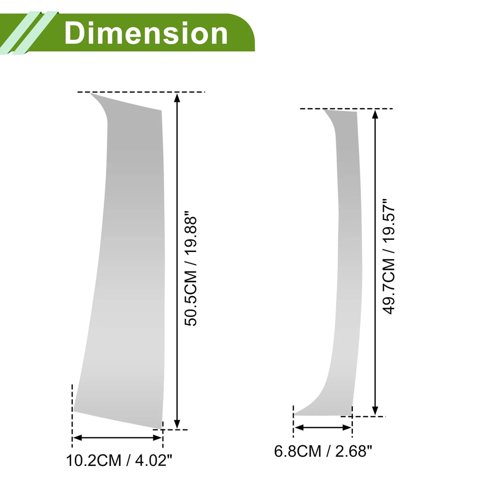 Set of 4 Pillar Window Trim for Dodge Ram (1994–2001) Silver Tone
