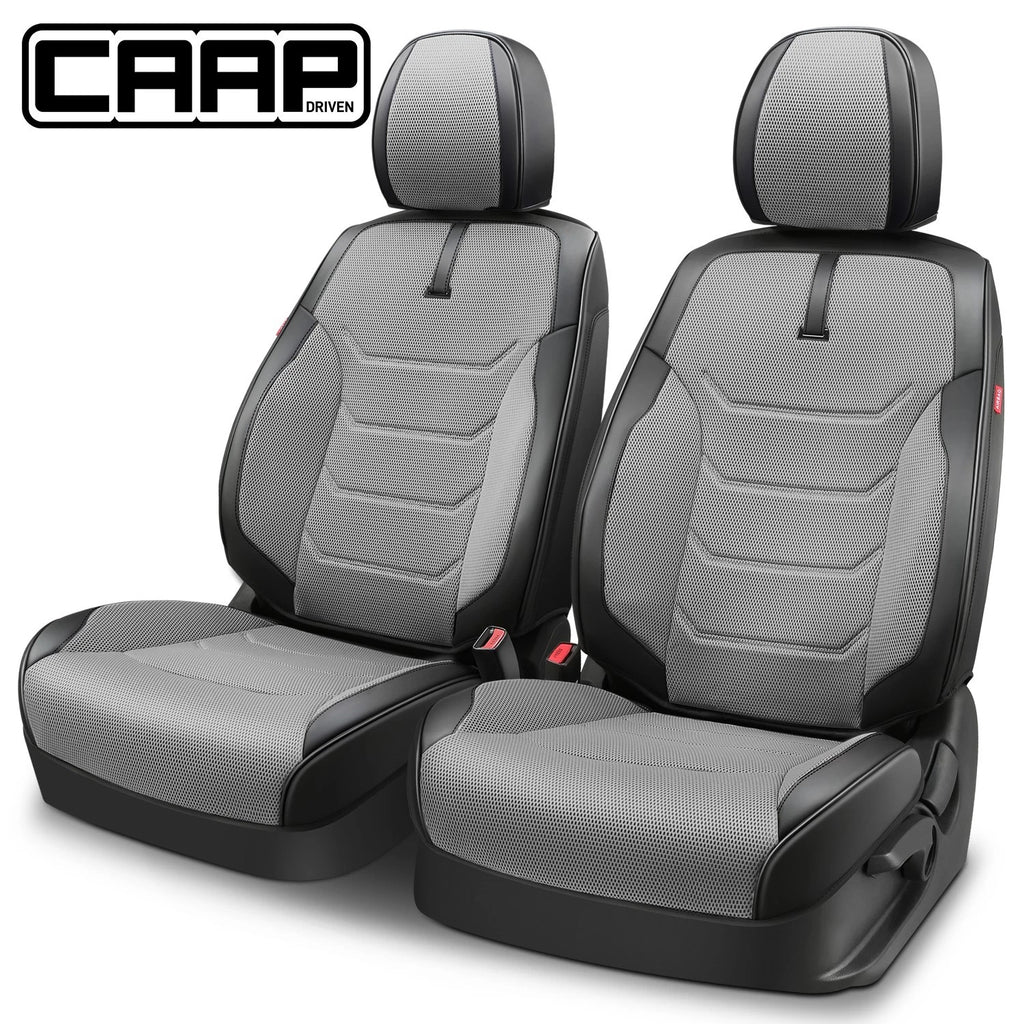 Set of 2 Universal Front Row Seat Covers for Car SUV (Grey/Black)