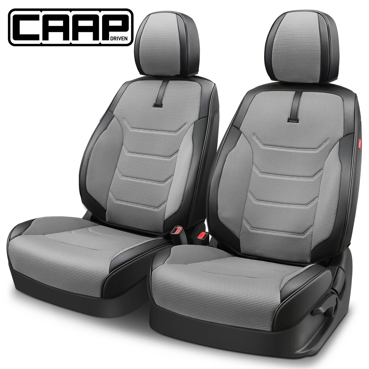 Set of 2 Universal Front Row Seat Covers for Car SUV (Grey/Black)