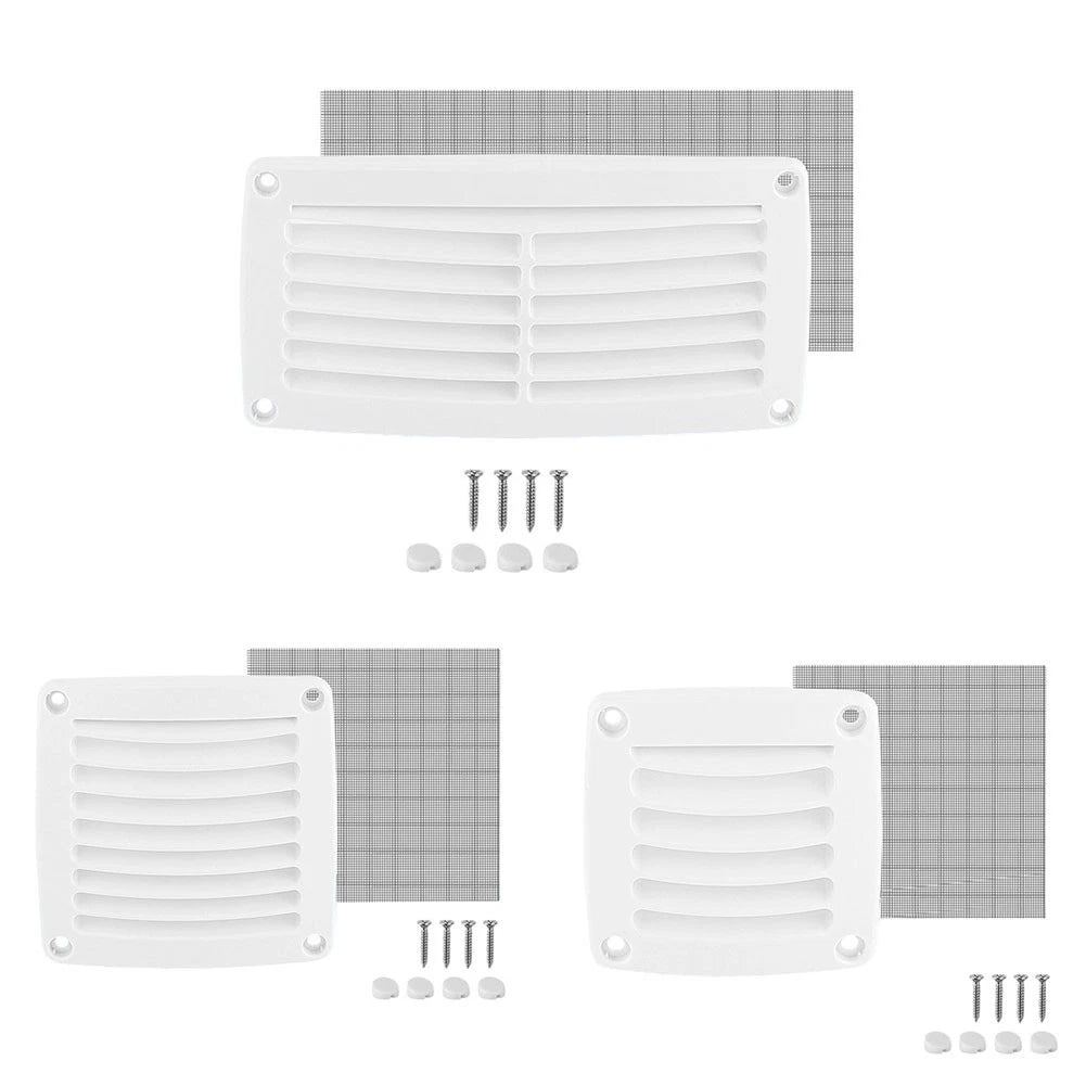 Square Louvered Air Vent Grille Cover for Marine RV (White ABS)