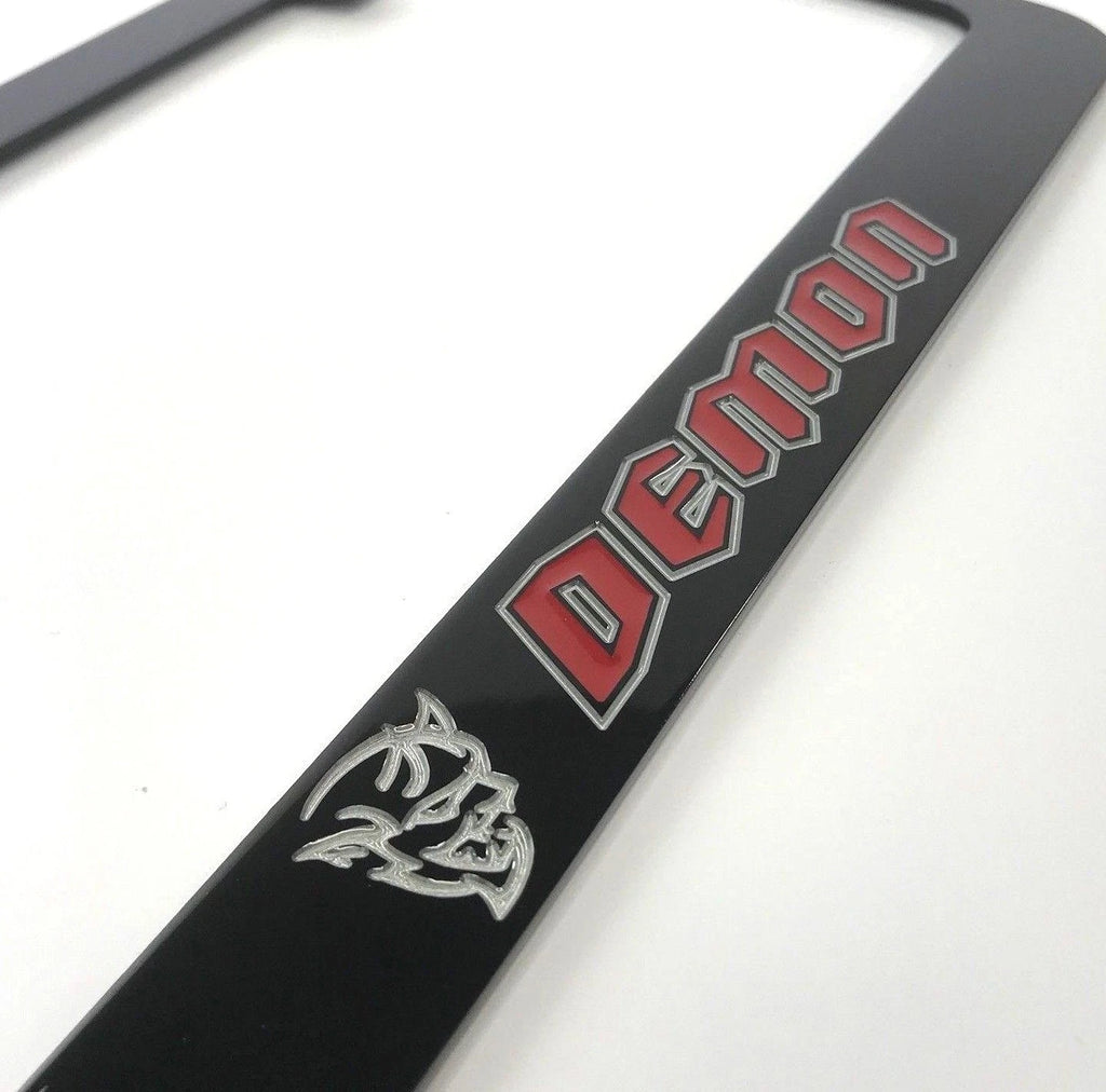 License Plate Frame for Dodge Demon (Black w Red and Silver Logo)