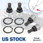 Set of 4 Upper Lower Front Ball Joints for Polaris RZR 570 800 900 S 900 4