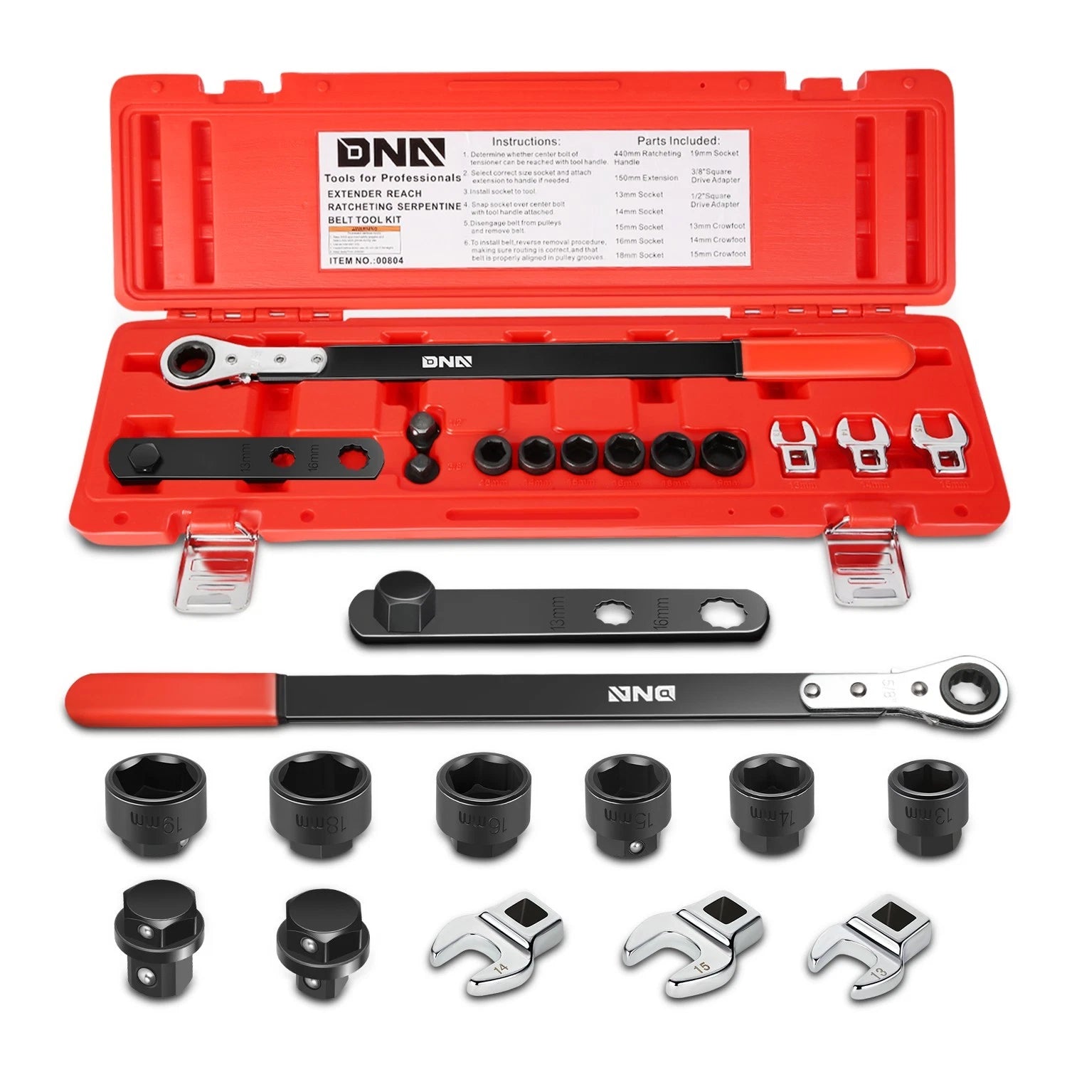 13pcs Serpentine Belt Tool Set for Universal Use (Carbon Steel)