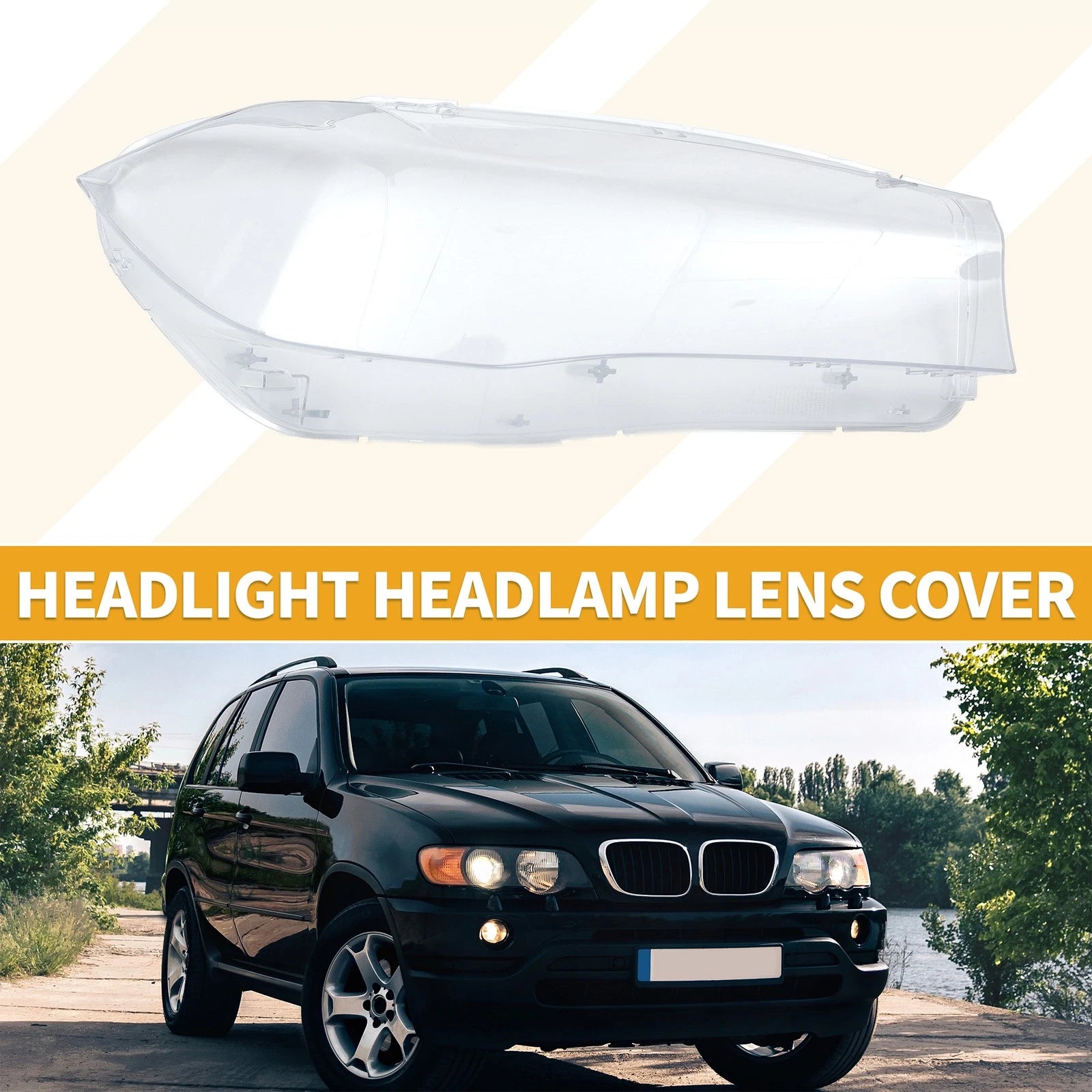 1 Pc Headlight Lens Cover for BMW X5 (2014–2018) No. 63117442648 Clear
