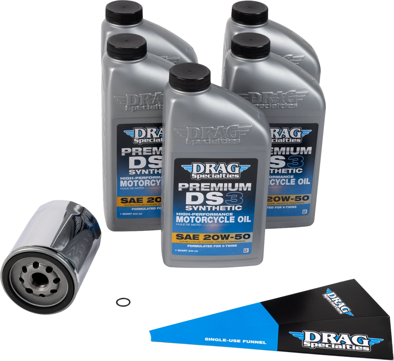 Full Synthetic Oil Change Kit 20W50 for Harley M8 (2017–2023) - Chrome Filter