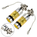 2X H3 100W 2828SMD LED Fog Light Bulbs Yellow for Car (12-24V)