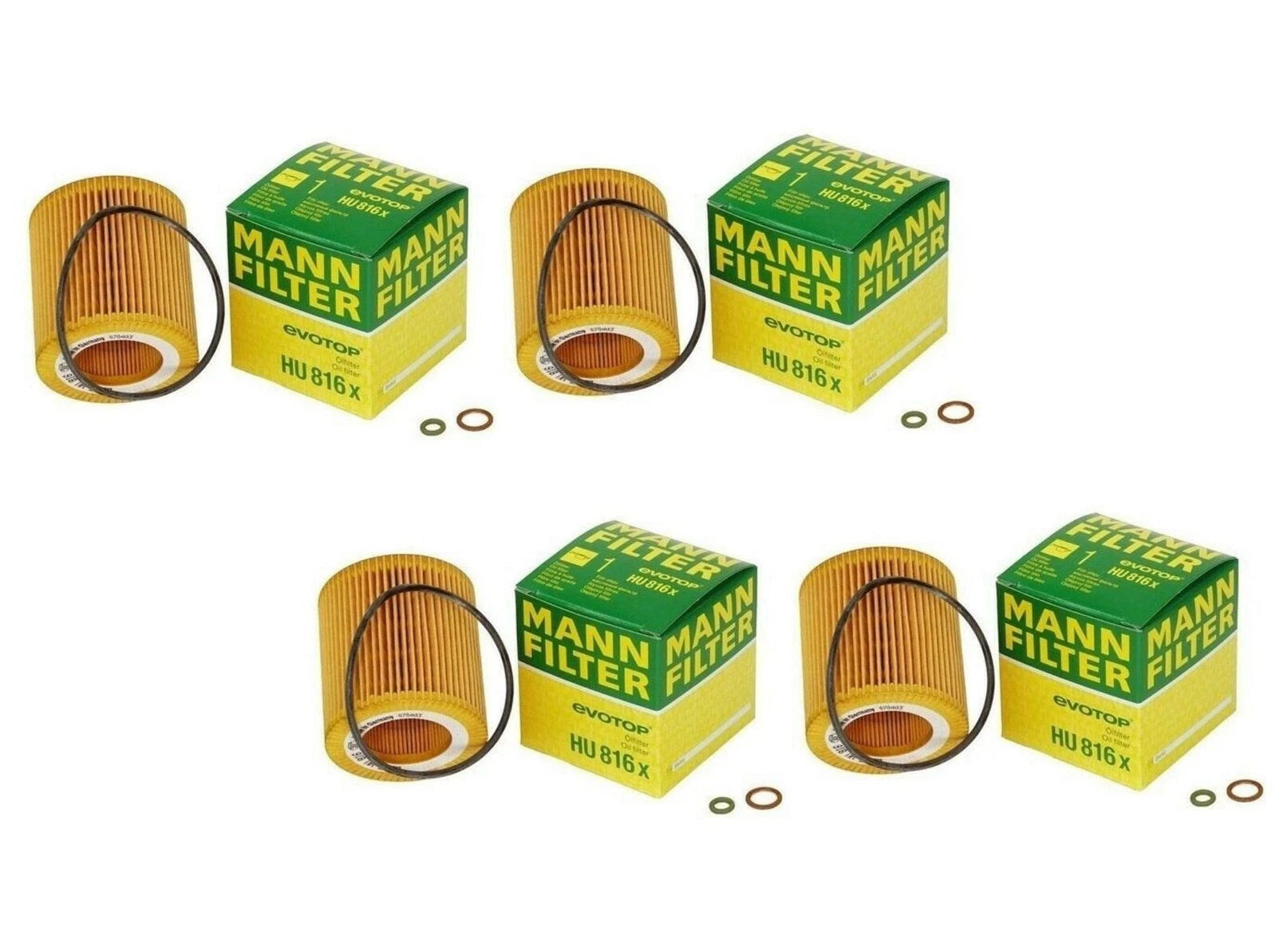 Set of 4 Engine Oil Filters Mann for BMW E60 E82 E88 E92 F01 F06 F10