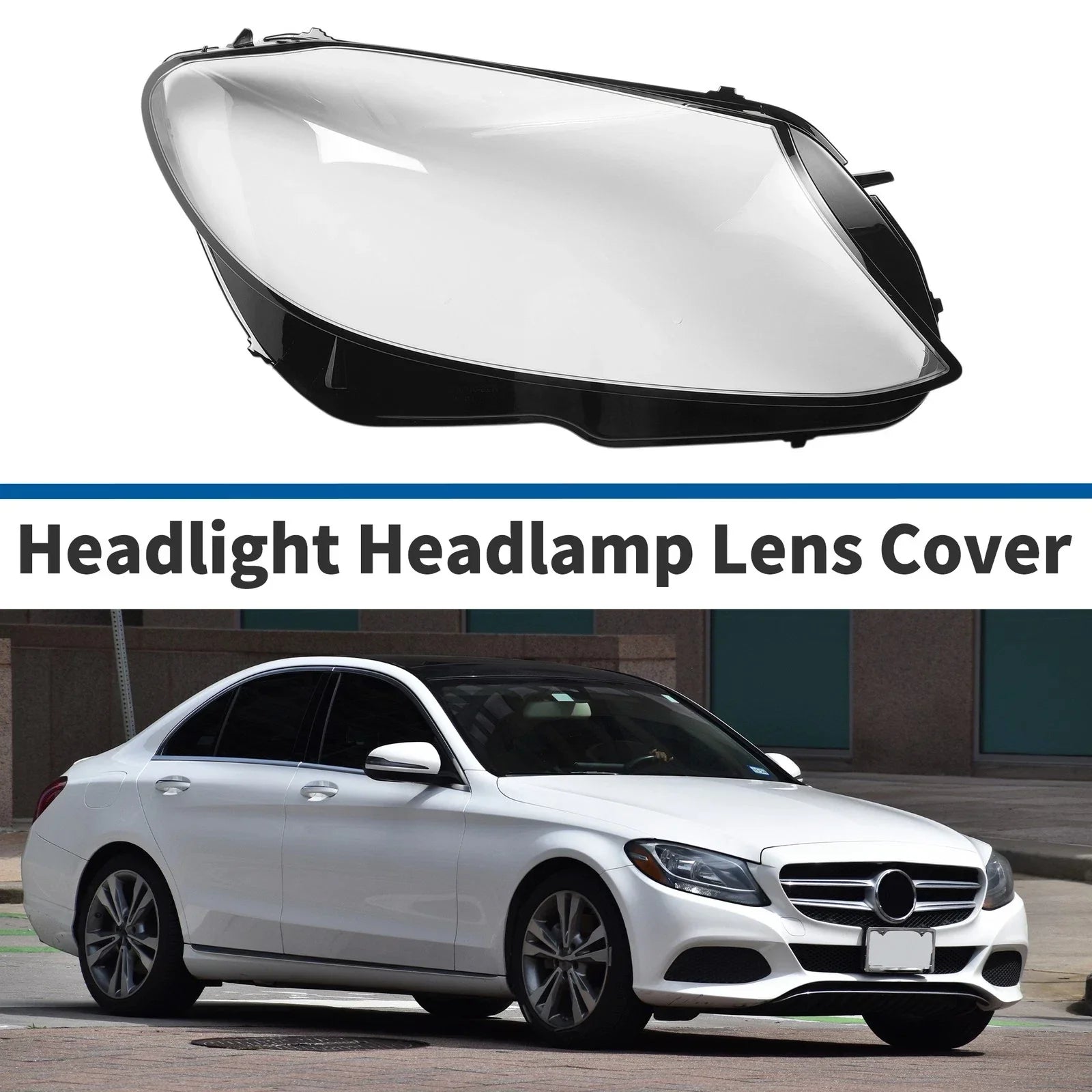 Car Front Right Headlight Lens Cover for Mercedes-Benz C-Class (2018-2020)