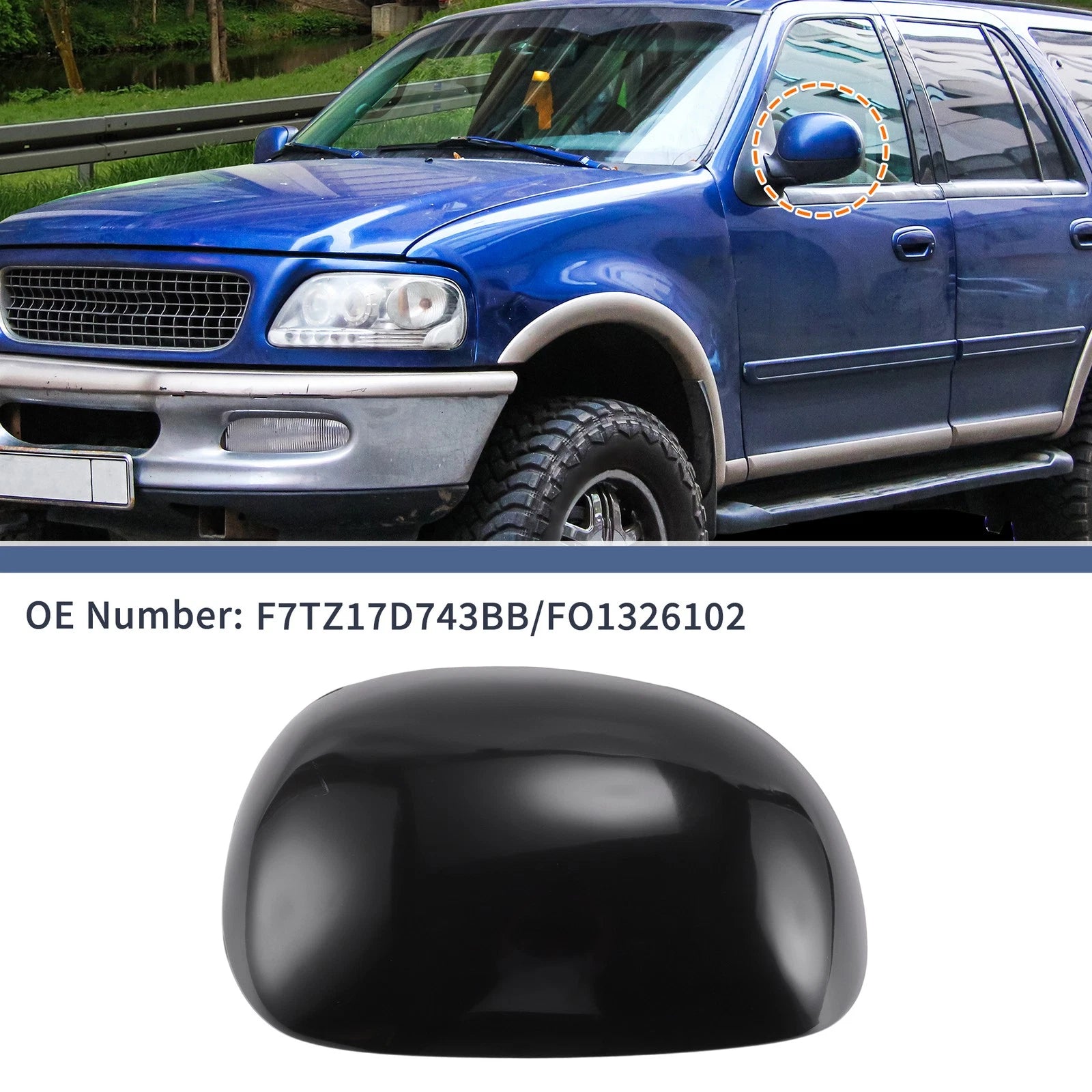 1 Pc Left Side Mirror Cover Cap for Ford F-150 (1997–2003) Black