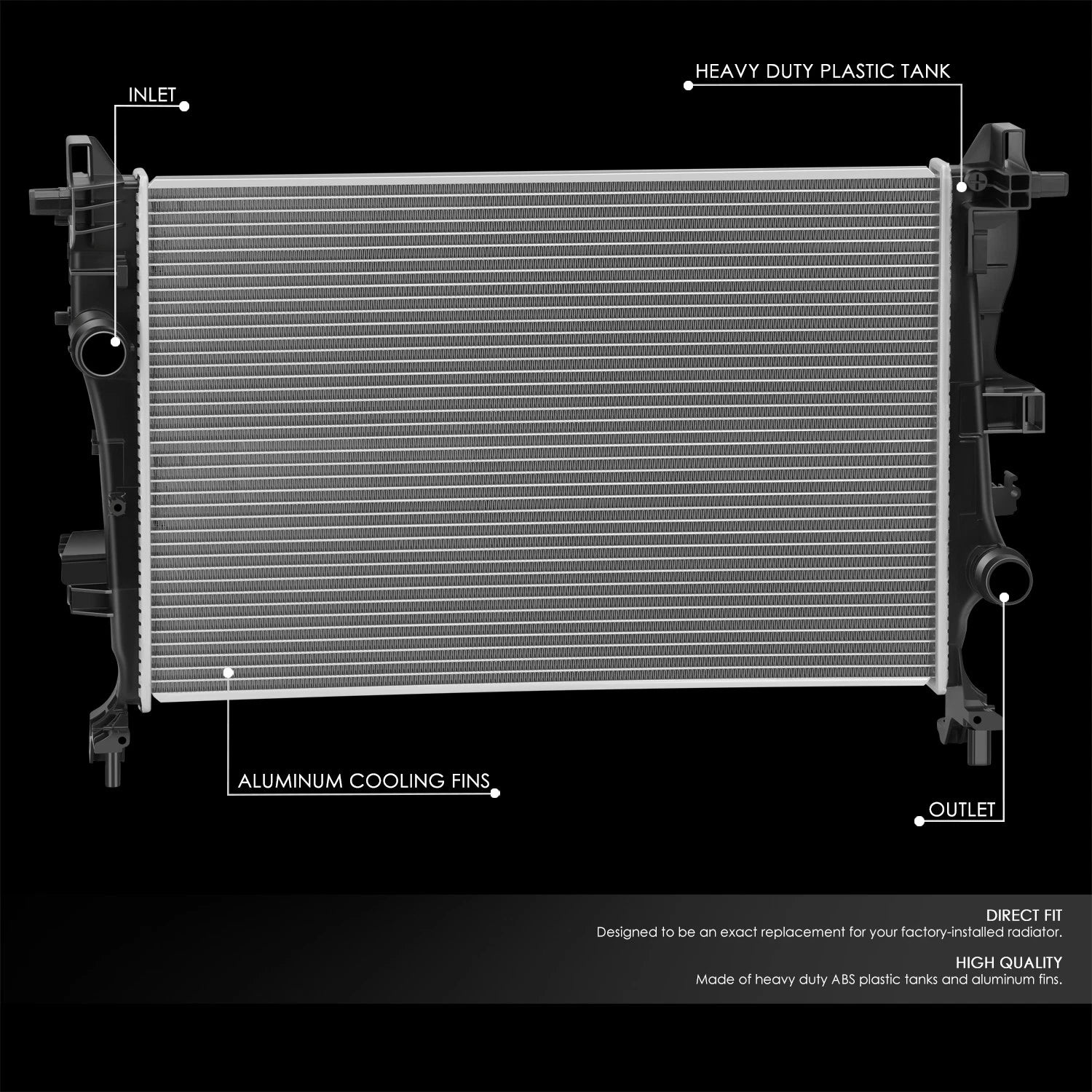 Aluminum Radiator for Fiat 500X Jeep Renegade 1.4L Turbo (2015–2018) DPI13535