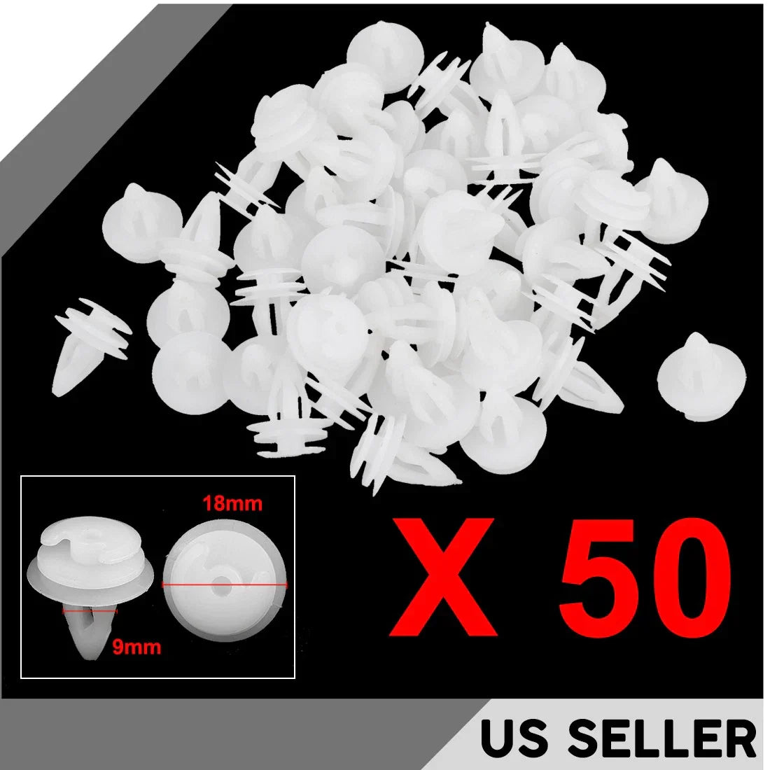 Rivets 9.3mm Push-in Plastic 50 Pcs for BMW Car Door Fender