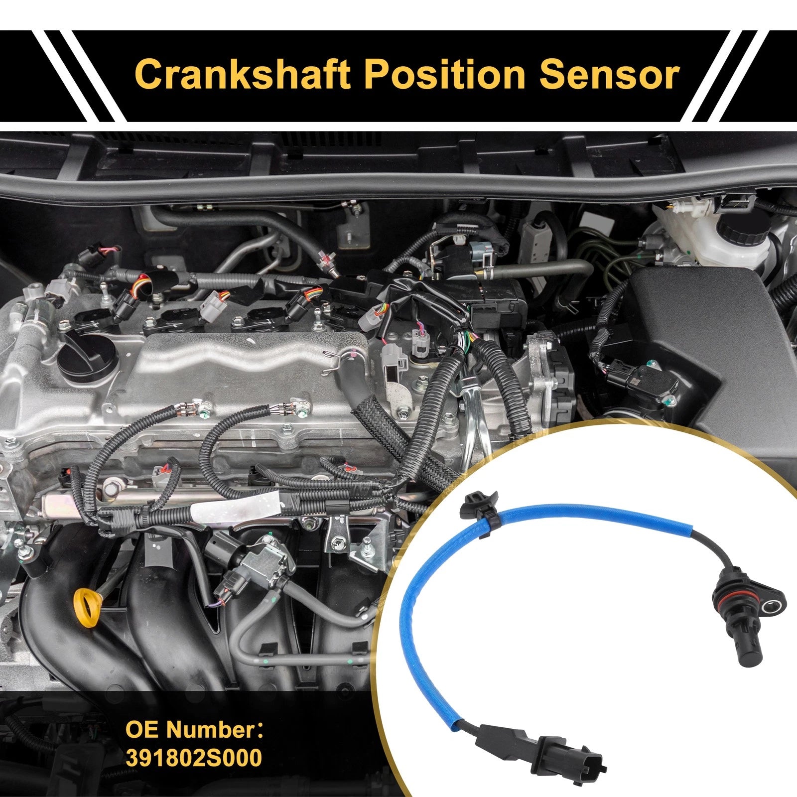 1 Pc Crankshaft Position Sensor No.391802S000 for Hyundai Accent (2020–2022)