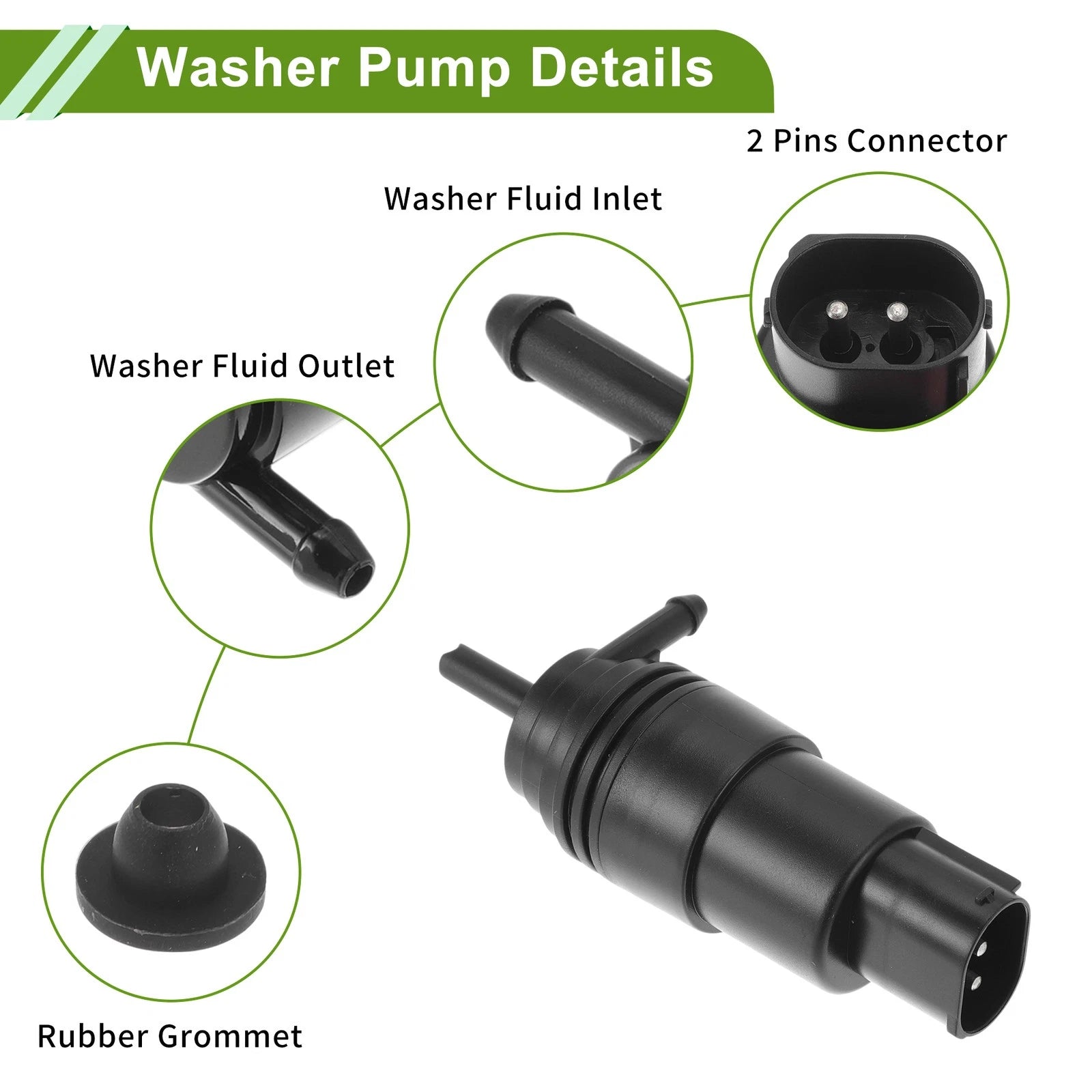 Windshield Washer Pump with Grommet for BMW 740i (No. 67128360244)