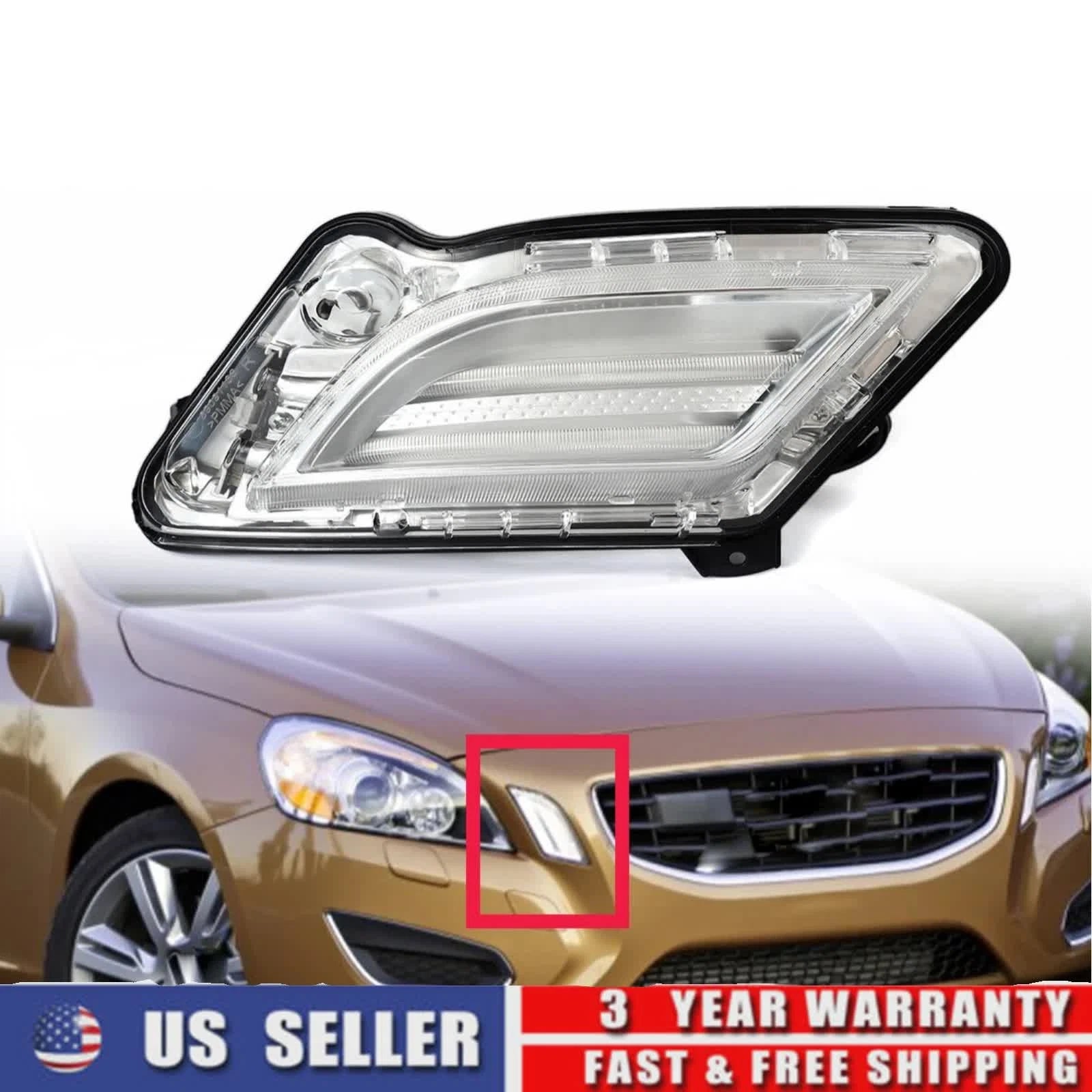 Passenger Side LED DRL Fog Lamp for Volvo S60 (2011–2013)