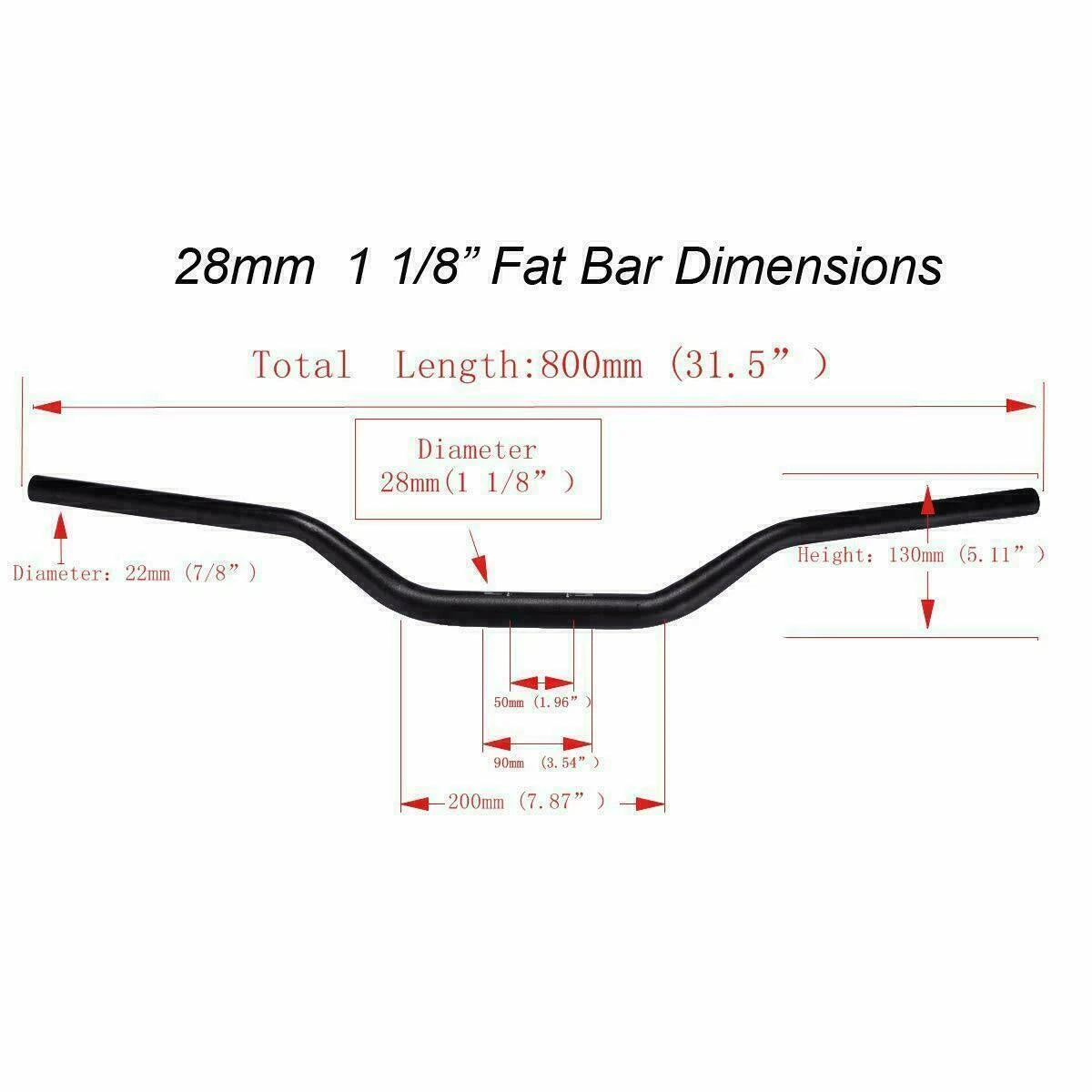 28mm Fat Handle Bars for CRF KTM YZ WR KX KLX RM (Dirt Pit Bike) Black