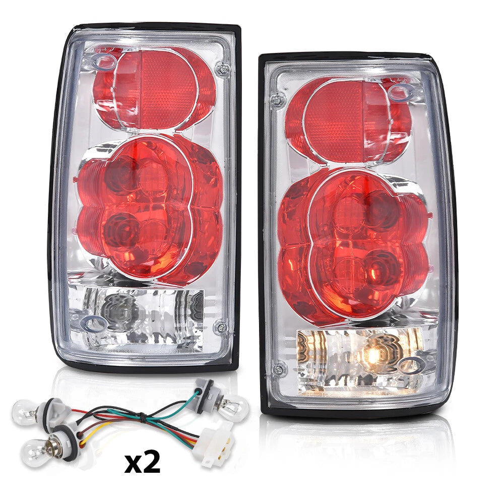 Set of 2 Red Chrome Tail Lights for Toyota Pickup (1989–1995)