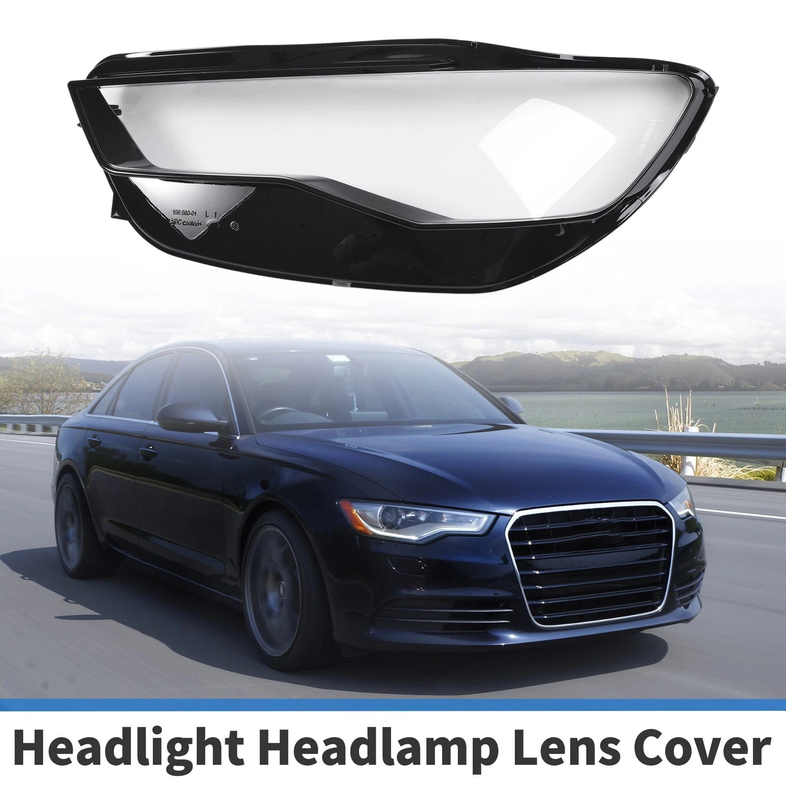 1 Pc Headlight Lens Cover for Audi A6 (2016–2018) Black