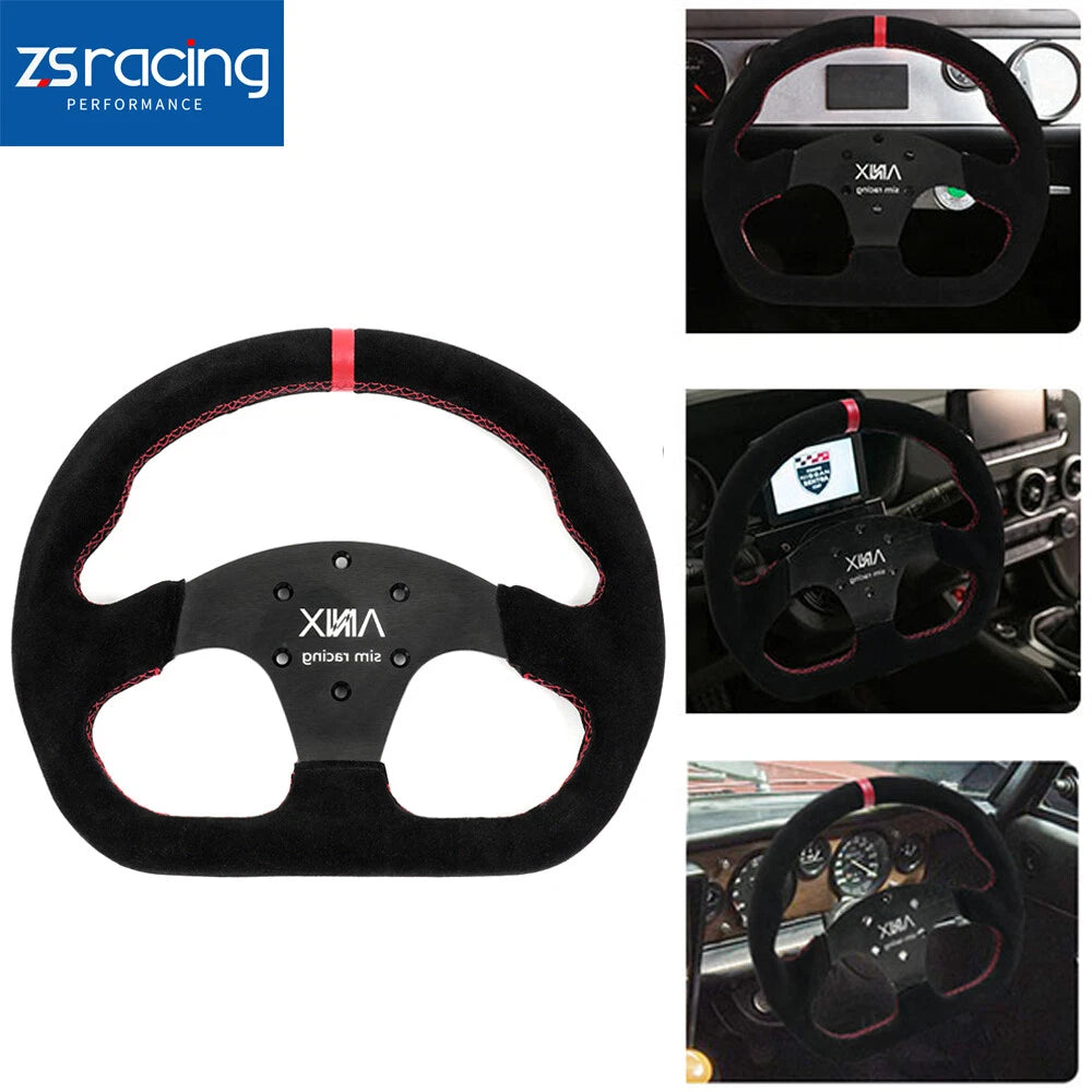 325mm Black Flat Suede Leather Steering Wheel for Universal Fit (All Years)
