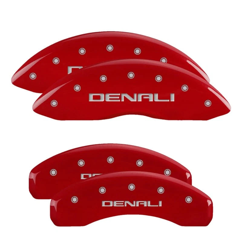 Front and Rear Red Denali Caliper Covers for 2015–2020 GMC Yukon XL Denali