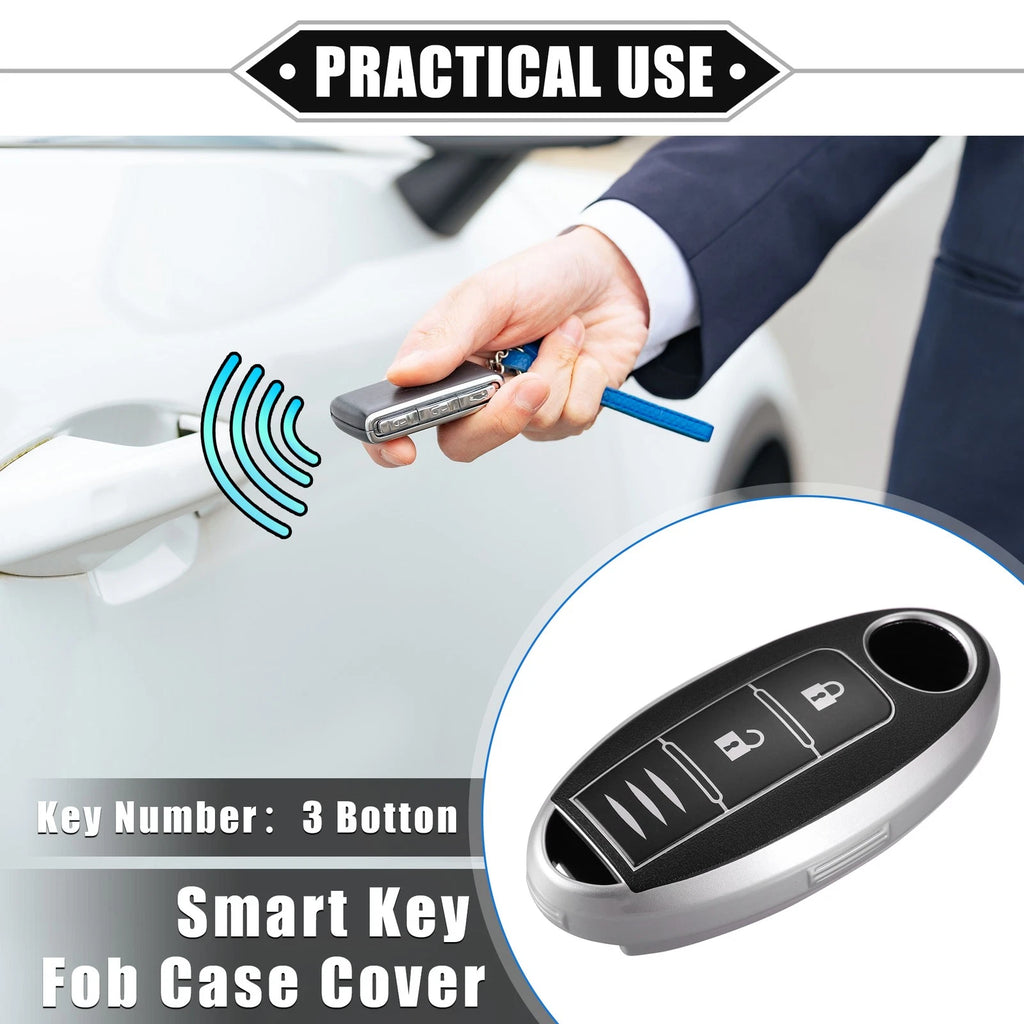 3 Button Key Fob Cover for Nissan Serena, X-Trail (Fit 2000–2023) TPU Black