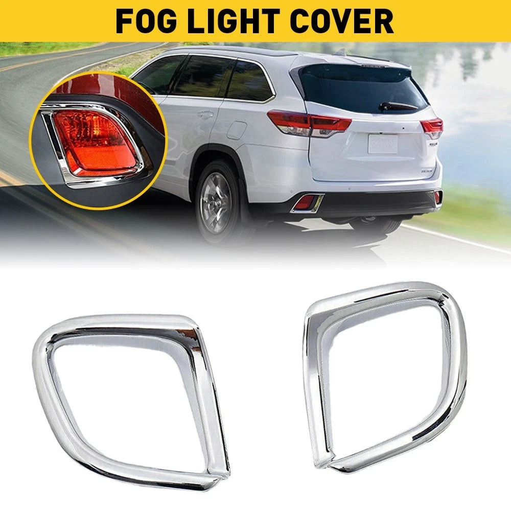 Chrome Rear Bumper Fog Light Lamp Cover Trim for Toyota Highlander (2014–2018)