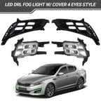 Set of 2 Fog Lights for Kia Optima (2014–2015) LH + RH with LED DRL Bezel
