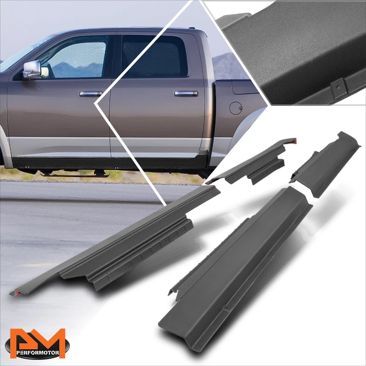 Rocker Panel Sill Plate Cover for Dodge Ram 1500-3500 Crew Cab (2009–2020)