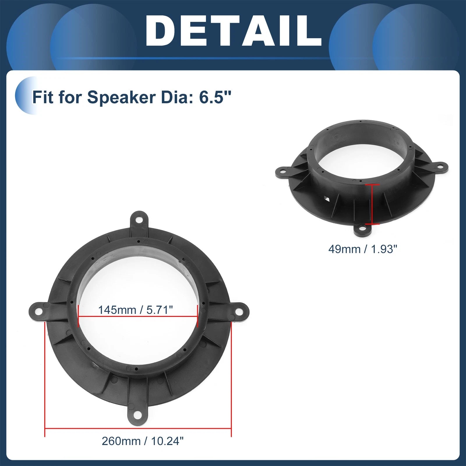 2X Speaker Spacer Ring Adaptor for Mazda CX-5 (2012–2023) 6.5"