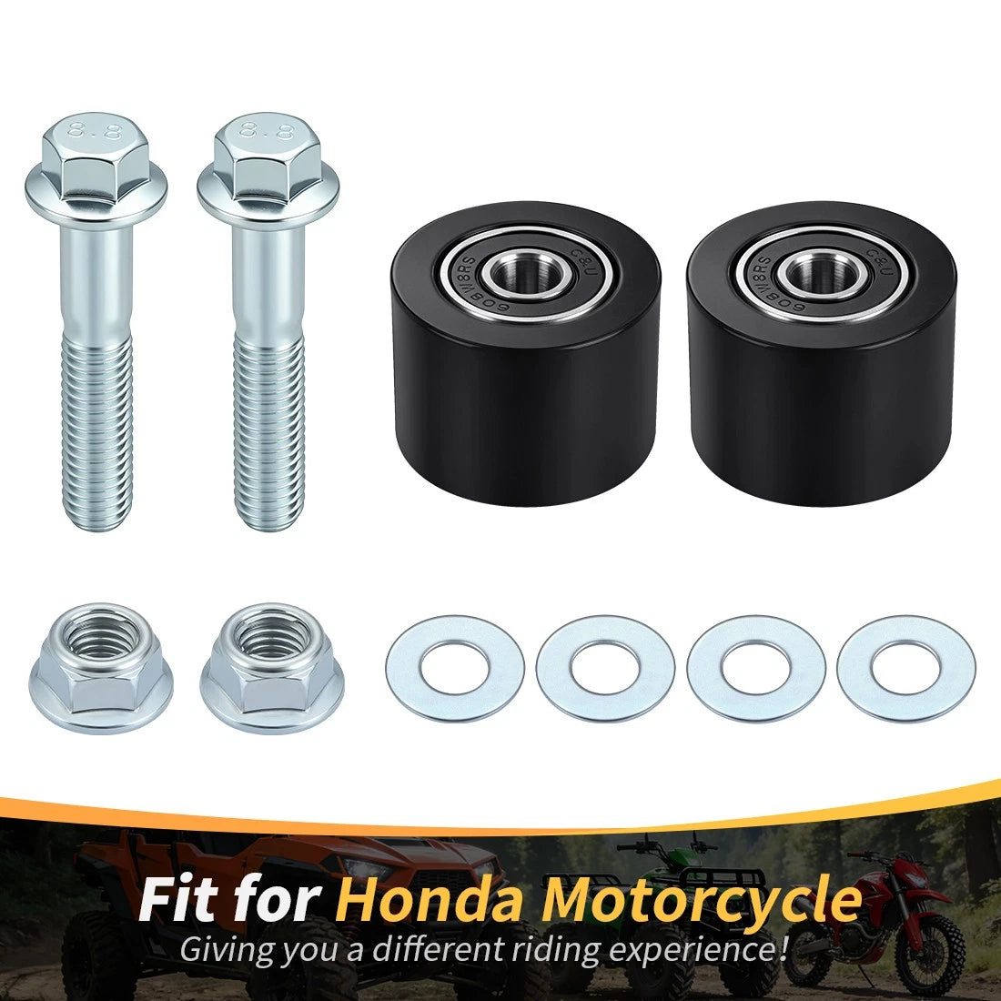 Set of 2 Upper Lower Chain Rollers for Honda XR250L XR250R XR650R (1991–2007)