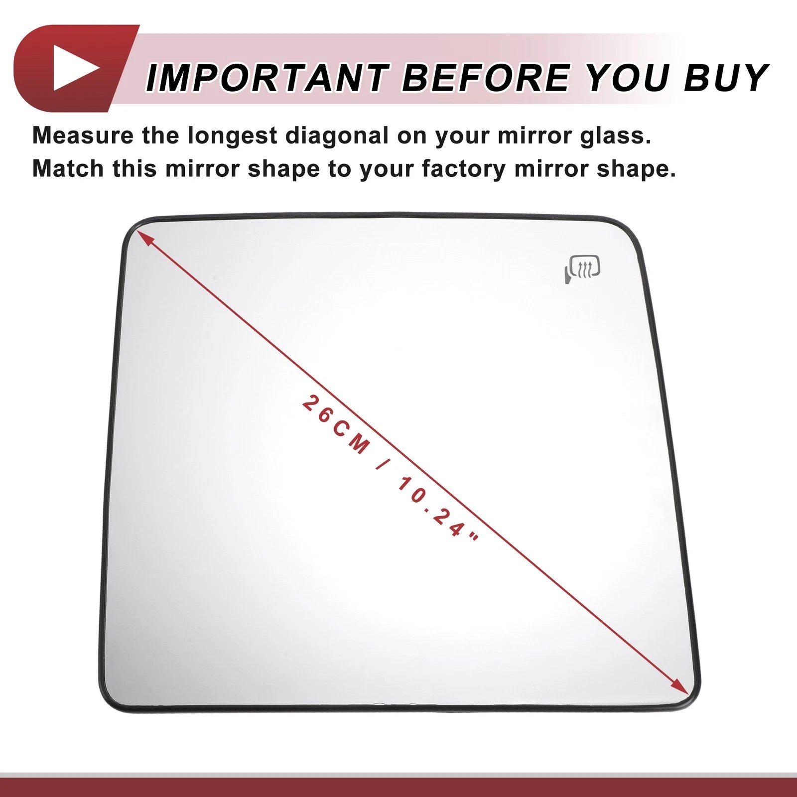 Heated Right Passenger Side Tow Mirror Glass for Ford 
