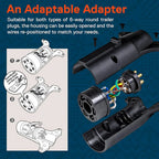 7-Way Blade to 6-Way Round Trailer Adapter for RV Tow Truck Light