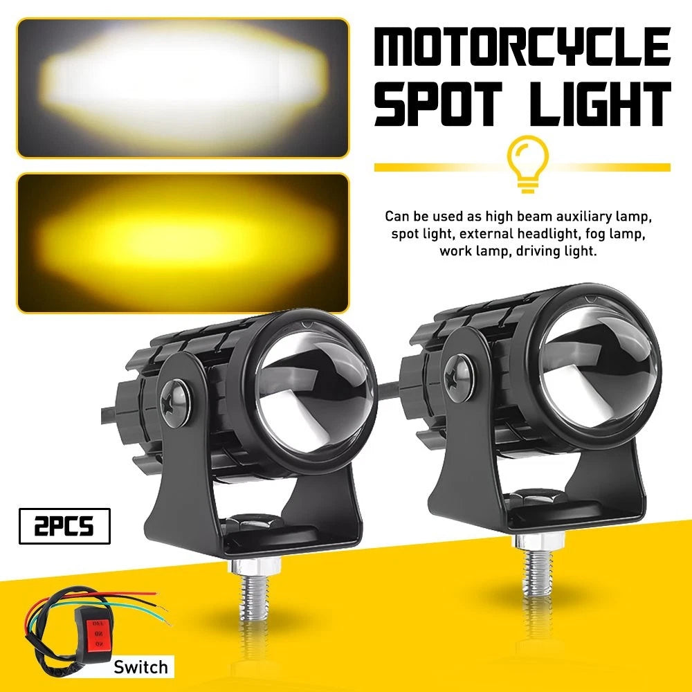 2X LED Spot Light Auxiliary Headlight Fog Lamp for Motorcycle