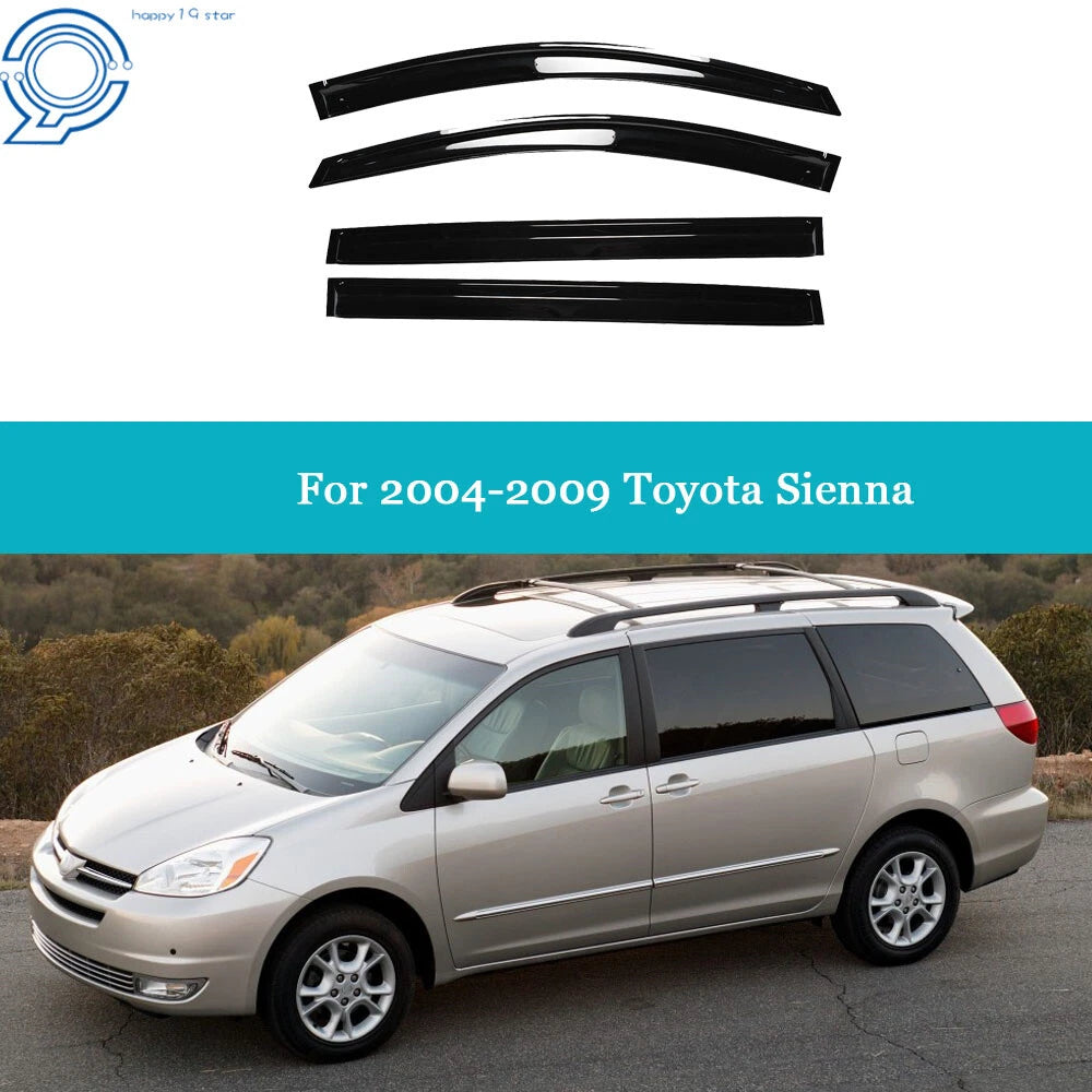Set of 4 Window Vent Visors for Toyota Sienna (2004–2009) Black