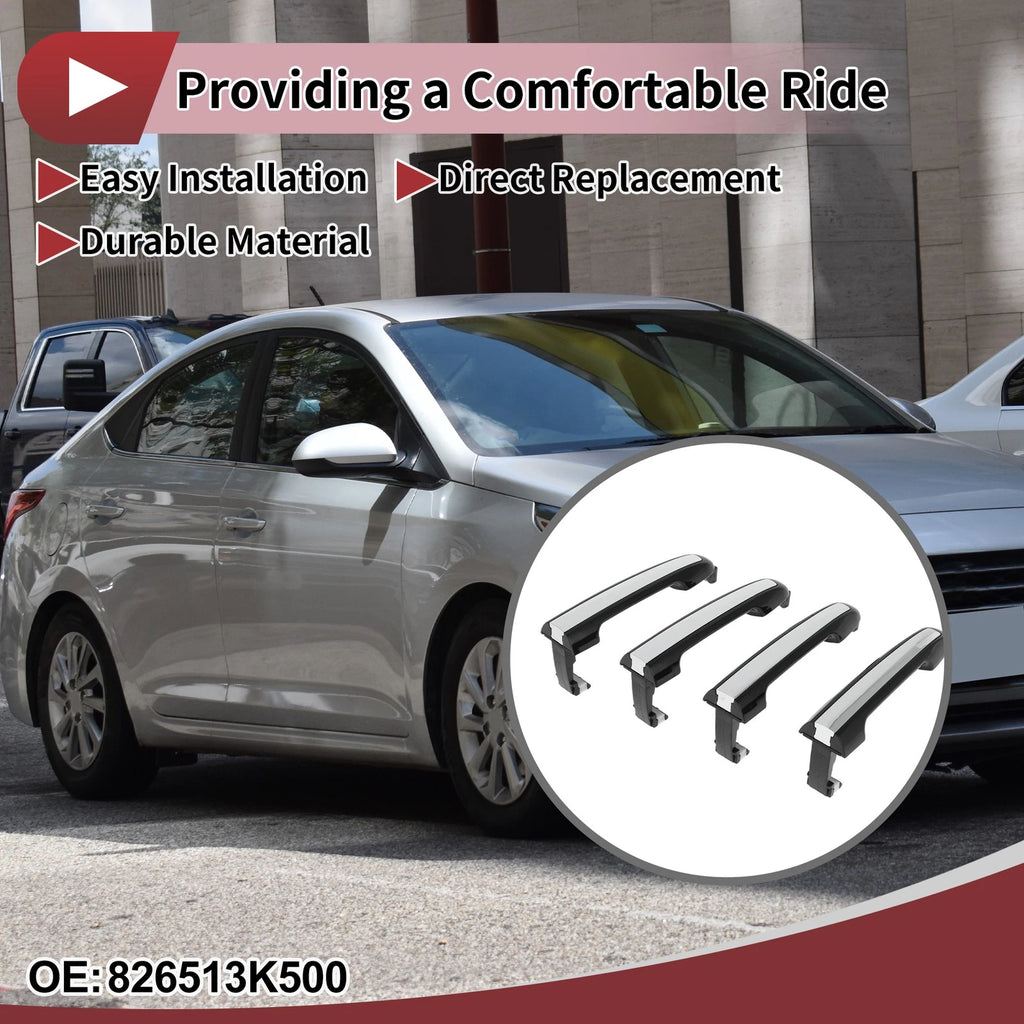 Set of 2 Car Door Handles Grip for Hyundai Sonata (No. 826513K500) Black Silver Tone