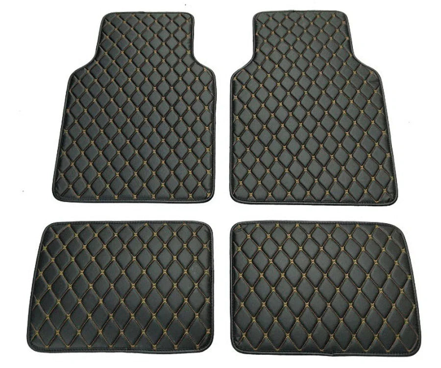 4 x Universal Black PU Leather Car Floor Mats Waterproof for All Models